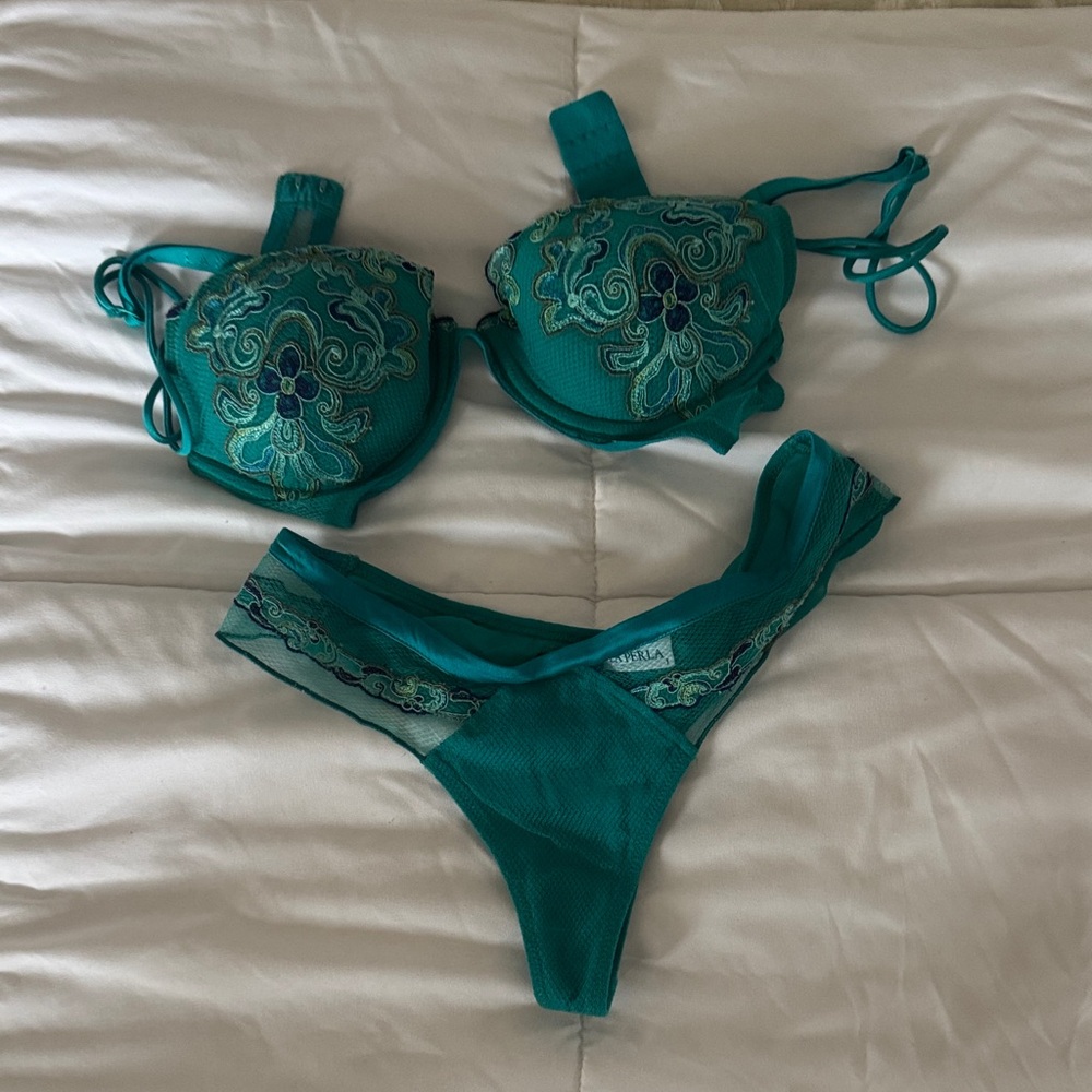 La Perla Teal Embroidered Bikini